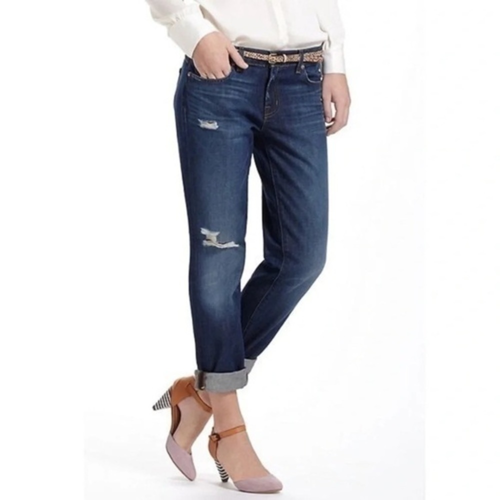 J Brand Aiden in Ringer Dark Blue Distressed Straight Leg Jeans 100% Cotton